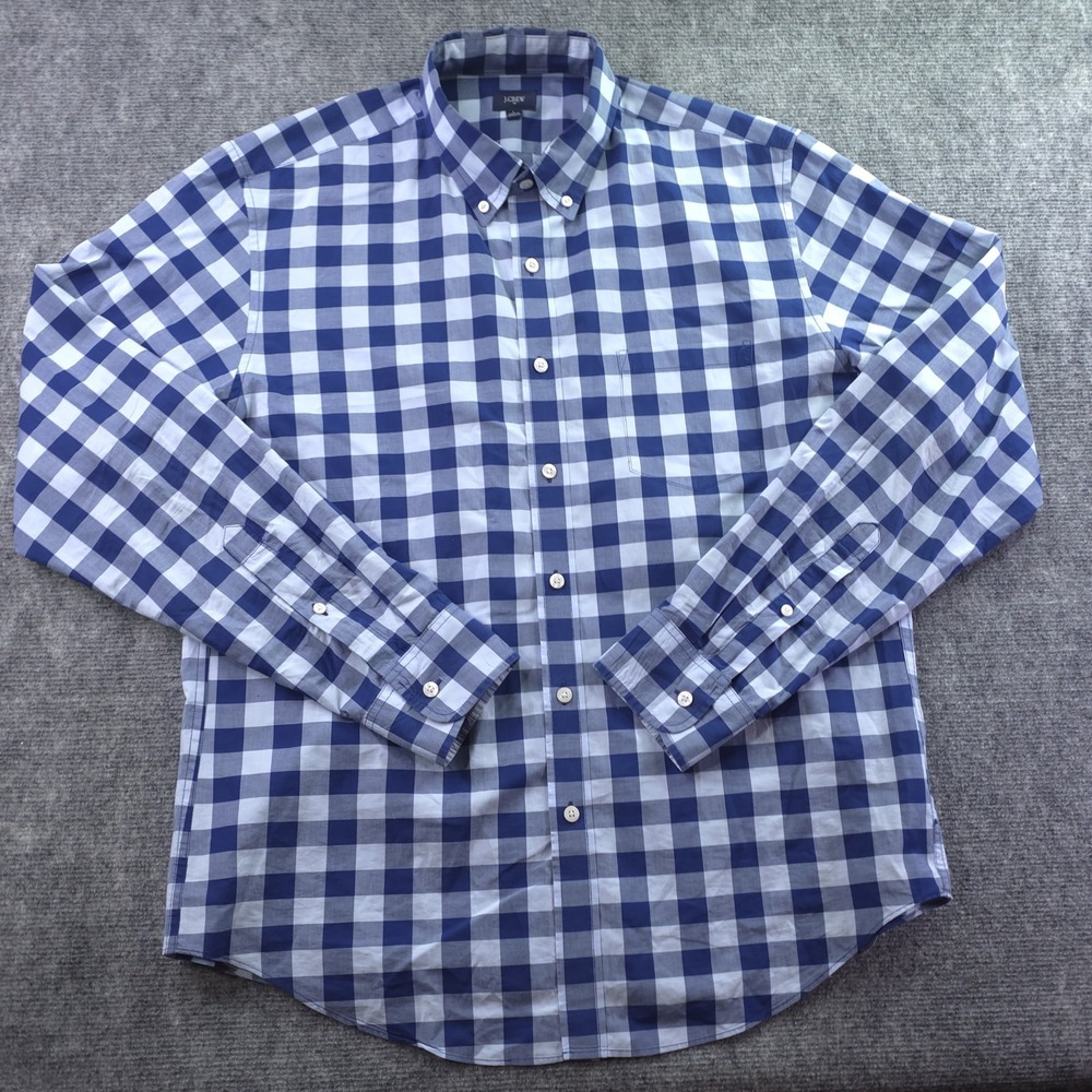 J Crew Shirt‎ Large Blue Check Long Sleeve Button Down Cotton Pocket